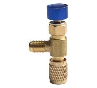 Valve de sécurité en laiton pour climatiseur R22 R410A Adaptateur Valve avec joint Utilisation à une main Outil d'entretien HVAC robuste pour conduites de refroidissement 68 mm 1 pièce (R22 Bottom R22