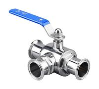 Valve d'isolation du connecteur de robinet Robinet à boisseau sphérique à trois voies en acier inoxydable 304 316L, 19 mm, 63 mm, orifice en T, orifice en L, for liquides de jardin, pétrole, gaz(Ttype