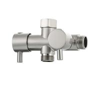 Valve Inverseur de Douche Robinet d'arrêt double en laiton G1/2, vanne T, inverseur de douche 3 voies, Y for robinet baignoire à 2 poignées Salle de bain(Nickel T-valve)
