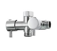 Valve Inverseur de Douche Robinet d'arrêt double en laiton G1/2, vanne T, inverseur de douche 3 voies, Y for robinet baignoire à 2 poignées Salle de bain(Chrome T-valve)