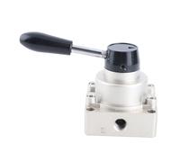 Valve manuelle à air, levier rotatif, 3 positions, 4 voies, accessoire de commutateur de contrôle de débit pneumatique, construction en aluminium durable pour systèmes de contrôle