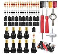 Valve Pneu Voiture TR412 TR413, 96 PCS Demonte Obus Valve Kit, avec Extracteurs de Noyau de Valve Core, Capuchons de Valve, Outil de Kit Reparation pour Valves Tubeless de Pneus Voitures, Vélos, Motos