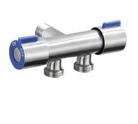 Valve Robinet D'Angle 3 Voies G1/2 À Une Entrée Et Deux Sorties Double Commande Pour Lave-Linge Et Wc Double Filetage Piston Simple