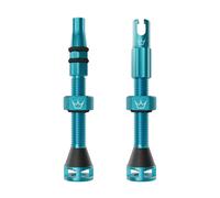 Peaty's Holeshot Fast Flow Valves tubeless - Design Anti-bouchage à Fort débit d’air, Montage Rapide des pneus, Aluminium 7075, Compatibles avec Les Inserts de Jante VTT, 42mm Turquoise