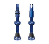 Peaty's Holeshot Fast Flow Valves tubeless - Design Anti-bouchage à Fort débit d’air, Montage Rapide des pneus, Aluminium 7075, Compatibles avec Les Inserts de Jante VTT, 60mm Bleu Marine