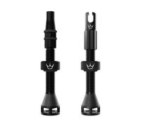 Peaty's Holeshot Fast Flow Valves tubeless - Design Anti-bouchage à Fort débit d’air, Montage Rapide des pneus, Aluminium 7075, Compatibles avec Les Inserts de Jante VTT, 42mm Noir