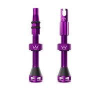 Peaty's Holeshot Fast Flow Valves tubeless - Design Anti-bouchage à Fort débit d’air, Montage Rapide des pneus, Aluminium 7075, Compatibles avec Les Inserts de Jante VTT, 42mm Violet