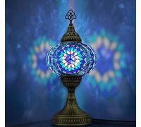VALVELLO | Lampe Turque | Bleu | Marocaine en Mosaïque, Fait Main, Veilleuse, Vintage, Lampe de Table en Verre Décorative pour Chambre, Bureau, Salon et Cadeau pour les Jours Spéciaux