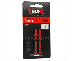 Valves de pneu tubeless alu Velox Presta (x2) Rouge