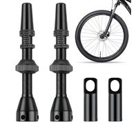 Valves Presta Tubeless 2 Pièces, Wefaly 44 mm Valve tubeless VTT Anti-Fuite Valves Tubeles s Outil Intégré de Dépose du Cœur de Valv e Kit Tubeles s pour Pneus de Vélo Route (Noir)