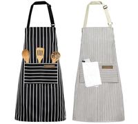 Valyrane Lot de 2 Tabliers de Bavette de Cuisine en Coton - Unisexe Ajustables avec Poches pour Femme et Homme, Idéal pour Cuisiner, Peindre, Pâtisser, Faire le Ménager, le Barbecue et le Bricolage