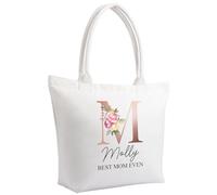 Valyria Sacs fourre-tout personnalisés avec logo et texte en toile, sac fourre-tout personnalisé pour , plage, shopping, sacs cadeaux pour femmes, Initiale B (a-z), Large