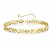VAMA FASHIONS 18K Gold Plated Adjustable Leaf Design Ankle Anklet Leg Chain Toes Foot Layered Heel Anklets Payal Single Chains For Women