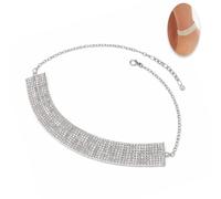 VAMA FASHIONS 18K Silver Plated Anklet Crystal Rhinestone Leg Bracelet Lightweight Payal Anti Tarnish Single Foot Chain Jewellery For Women