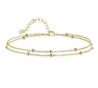 VAMA FASHIONS Adjustable Gold Plated Double Layered Anklet Leg Chain Toes Foot Ankle Anklets Chains For Women (Anklet Beads Chain Payal)