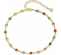 VAMA FASHIONS Adjustable Gold Plated Multicolor Crystal Stone Round Shape Ankle Bracelets Toes Foot Leg Payal Anklets Chains Jewelry for Women