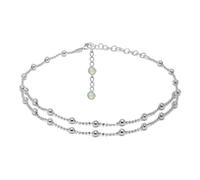 VAMA FASHIONS Adjustable Silver Plated Double Layered Anklet Single Leg Chain Ankle Anklets Chains Toes Foot Jewelry Anklets For Women (Double Layered Beads Anklet)