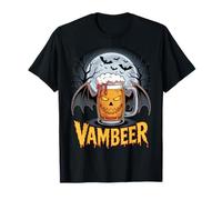 Vambeer Halloween Vampire Bière Citrouille Chauve-Souris Thème Halloween T-Shirt