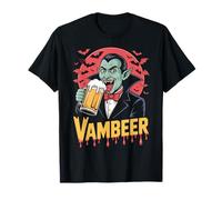 Vambeer Halloween Vampire Bière Citrouille Chauve-Souris Thème Halloween T-Shirt