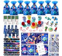 vamei Pinata Anniversaire Garcon Papeterie Espace avec Carnet de Notes Crayon Gomme Tampon Marque-Pages Tatouages Slap Bracelet et Sac Cadeau, Petit Cadeau Anniversaire Enfants Invités