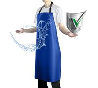 Vammcht Tablier imperméable avec bavoir confortable réglable en caoutchouc vinyle résistant au lave-vaisselle pour homme et femme, bleu, taille unique
