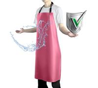 Vammcht Tablier imperméable avec bavoir confortable réglable en caoutchouc vinyle résistant au lave-vaisselle pour homme et femme, rose, taille unique