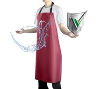 Vammcht Tablier imperméable avec bavoir confortable réglable en caoutchouc vinyle résistant au lave-vaisselle pour homme et femme, Rouge, taille unique