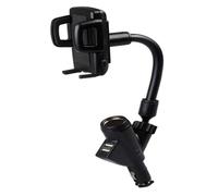 VAMOARPOL Support de Voiture 3 en 1, Allume-Cigare, Rotation Libre, Support de téléphone avec Deux Ports USB, Accessoire de Voiture