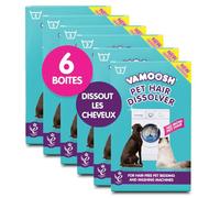 Vamoosh Lot de 6 boîtes d'épilation pour le linge - 45,7 x 1,5 g - Pour machine à laver (jusqu'à 18 lavages) - Dissout facilement les poils de chien, chat et animal