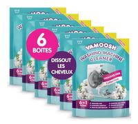 Vamoosh Nettoyant Lave-Linge 6 en 1, parfum coton frais. Dissout poils, élimine odeurs et calcaire, nettoie en profondeur, laisse odeur fraîche, antibactérien, détartre, 6 lavages