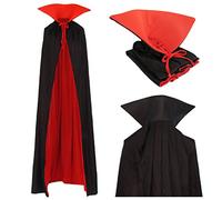 Vampire Cape Capuche Adultes Col Montant Manteau Noir Rouge 170cm