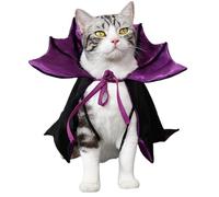 Vampire Cat Costume, Bat Wing Cap Pet Halloween Costumes avec Cravate, Halloween Cosplay Vampire Cloak for Small Dogs & Cats, Purple Cape Pet Dog Transformation Costume.
