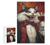 Vampire Cat with Wine Glass -1, 1000 PCS Puzzle-Image pour Adultes, Cadeau De Pendaison De Crémaillère - pour Un Défi Gratifiant Le W nd