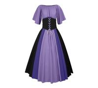 Vampire Costume Femme, Robe De Cosplay Gothique éLéGante pour Femme avec Corset en Dentelle Costume De FêTe d'halloween sur Le ThèMe De La Foire MéDiéVale