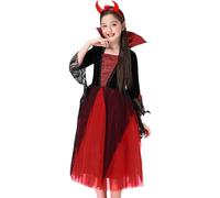 Vampire Costume Kids - Costume de reine vampire gothique pour filles | Royal Vampire Outfit pour costume d'Halloween, cosplay de carnaval, jeu de rôle, costume de princesse fantomatique pour événement