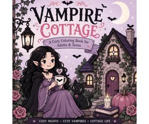 Vampire Cottage: A Cute & Cozy Coloring Book Filled with Charming Female Vampires, Black Cats, Cozy Cottages, Magical Gardens, Baking, Tea Time, and Cottagecore Adventures