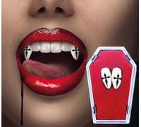 Vampire Denture Croix Gothique Halloween Accessoires en forme de cercueil Décoration Horreur Requisite Canines assoiffées de sang Nuit macabre Prosthetics Effrayant Costume Carnaval Ténèbres, couleur