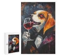 Vampire Dog with Wine Glass-8 Puzzle 1000 Pièces Educa Jouet en Bois Cadeau Unique Décoration Intérieure Jeu Éducatif Challenge Toy Adultes Et Enfants À Partir De 14 Ans 1000 PCS