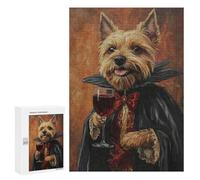 Vampire Dog with Wine Glass Art Print Puzzle 1000 Pièces Educa Jouet en Bois Cadeau Unique Décoration Intérieure Jeu Éducatif Challenge Toy Adultes Et Enfants À Partir De 14 Ans 300 PCS