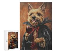 Vampire Dog with Wine Glass Art Print Puzzle 1000 Pièces Educa Jouet en Bois Cadeau Unique Décoration Intérieure Jeu Éducatif Challenge Toy Adultes Et Enfants À Partir De 14 Ans 1000 PCS