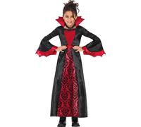 Vampire Halloween Robe Avec Un Style Dramatique Pour Les Nuits Mystiques Et Les Aventures Magiques En Rouge Noir Pour Les Enfants, Taille : 110/116 Couleur : Noir / Gris