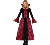 Vampire Halloween Robe Gothique Reine Rouge Noir Costume élégant Vêtements de théâtre, Taille : 42 - 44 (L) Couleur : Rouge