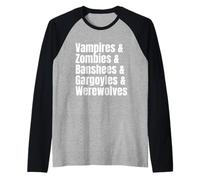 Vampires Loups-Garous Zombies Banshees Gargouilles Halloween Manche Raglan