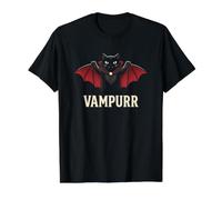 Vampurr Spooky Cat Vampire Halloween Ghoul (à l'arrière) T-Shirt Graphique avec Valeur
