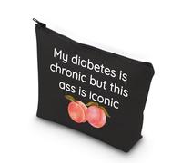 VAMSII Diabetes Supply Bag My Diabetes is Chronic but This Ass is Iconic Funny Type 1 Type 2 Diabetic Zipper Pouch Black, Noir