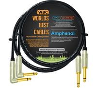 Van Damme Pro Classic XKE Lot de 2 câbles de raccordement pour guitare et basse - Ultra flexible, multi-blindage avec prises amphenol ACPM-RN-AU & ACPM-GN-AU M-Series coudées et droites dorées TS