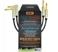 Van Damme Pro Classic XKE Lot de 2 câbles de raccordement pour guitare et basse - Ultra flexible, multi-blindage avec fiches amphenol ACPM-RN-AU & ACPM-GN-AU M-Series coudées et droites dorées TS 30