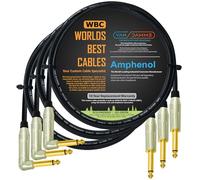 Van Damme Pro Classic XKE Lot de 3 câbles de raccordement pour guitare et basse - Ultra flexible, multi-blindage avec fiches amphenol ACPM-RN-AU & ACPM-GN-AU M-Series coudées et droites dorées TS 70