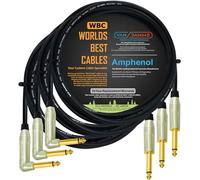 Van Damme Pro Classic XKE Lot de 3 câbles de raccordement pour guitare et basse - Ultra flexible, multi-blindage avec fiches amphenol ACPM-RN-AU & ACPM-GN-AU M-Series coudées et droites dorées TS 80