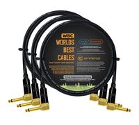 Van Damme Pro Grade Classic XKE Lot de 3 câbles de raccordement blindés ultra-flexibles pour guitare basse et instrument avec connecteurs TS coudés 1,4 cm et bottes décalées 60 cm
